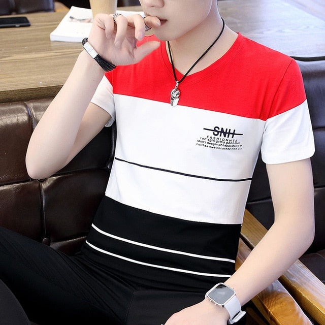 O Neck Casual T-Shirts Summer Solid Color Cotton Slim Fit Men