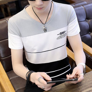 O Neck Casual T-Shirts Summer Solid Color Cotton Slim Fit Men