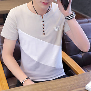 O Neck Casual T-Shirts Summer Solid Color Cotton Slim Fit Men