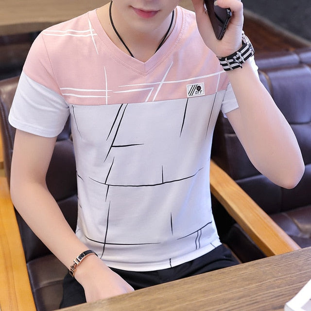 O Neck Casual T-Shirts Summer Solid Color Cotton Slim Fit Men