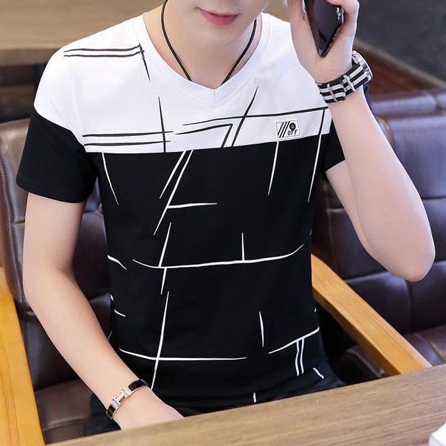 O Neck Casual T-Shirts Summer Solid Color Cotton Slim Fit Men