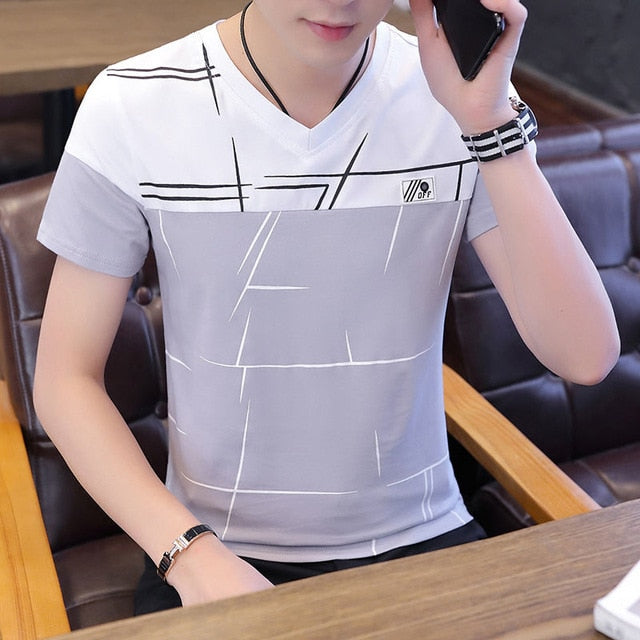 O Neck Casual T-Shirts Summer Solid Color Cotton Slim Fit Men