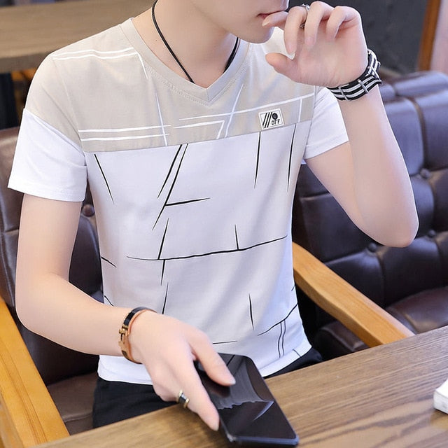 O Neck Casual T-Shirts Summer Solid Color Cotton Slim Fit Men