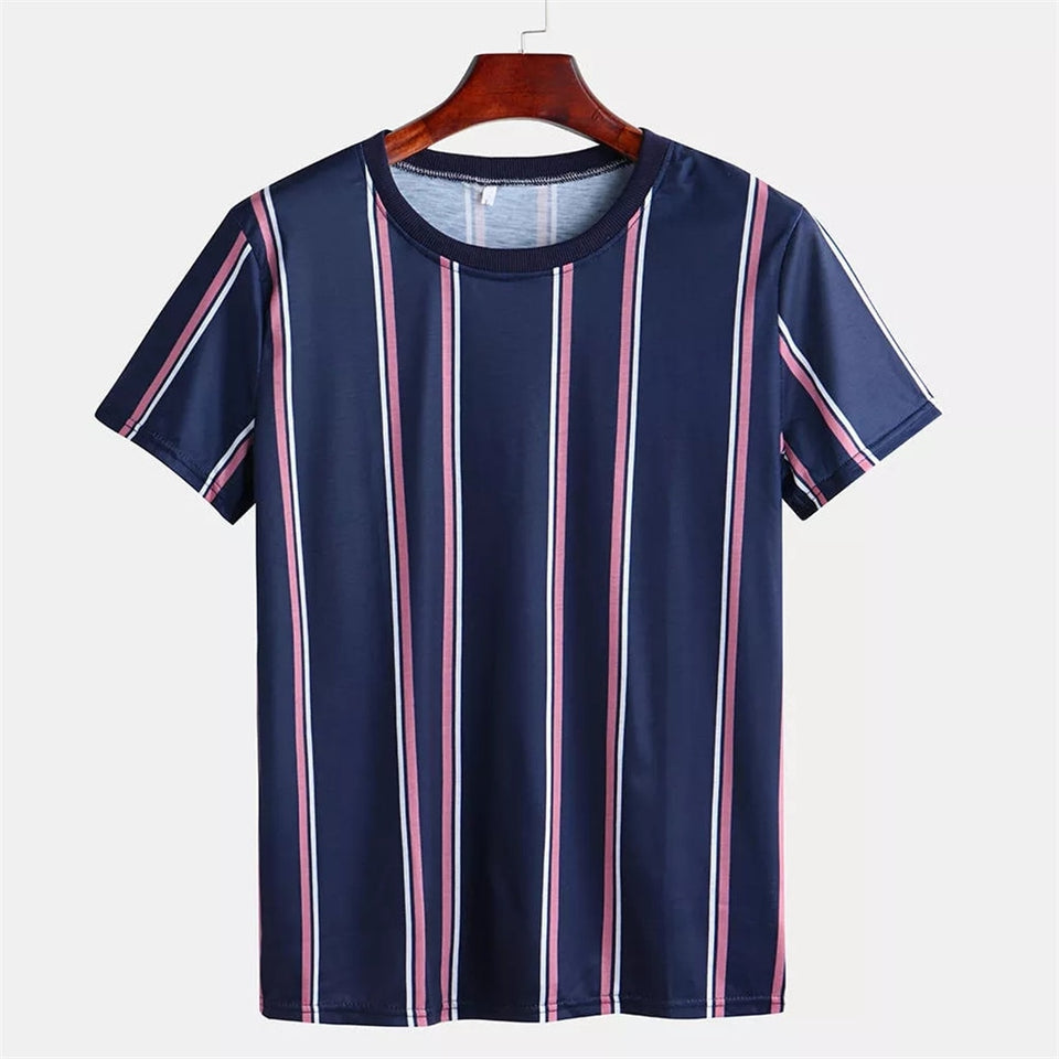 Men's t-shirt  Summer Fashion T-Shirts Casual Striped