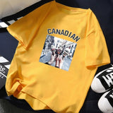 Summer Tops for Women 2019 Cartoon Cat Print Loose White T shirt
