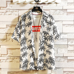 Print Brand Summer Hot Sell Men's Beach Shirt Fashion Short Sleeve Floral Loose Casual Shirts