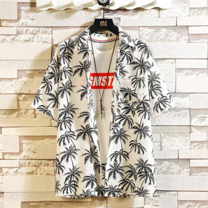 Print Brand Summer Hot Sell Men's Beach Shirt Fashion Short Sleeve Floral Loose Casual Shirts