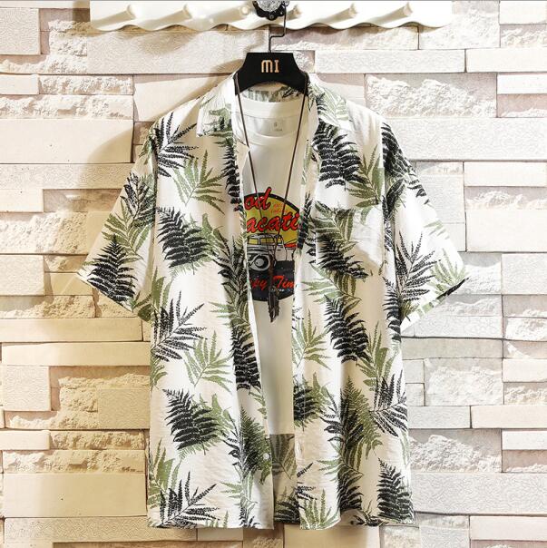 Print Brand Summer Hot Sell Men's Beach Shirt Fashion Short Sleeve Floral Loose Casual Shirts