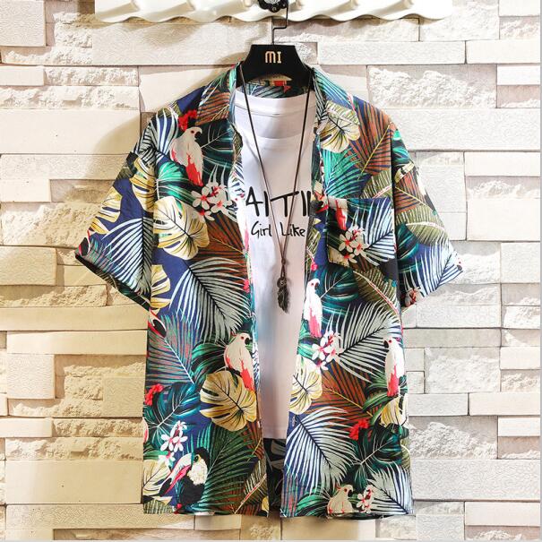 Print Brand Summer Hot Sell Men's Beach Shirt Fashion Short Sleeve Floral Loose Casual Shirts