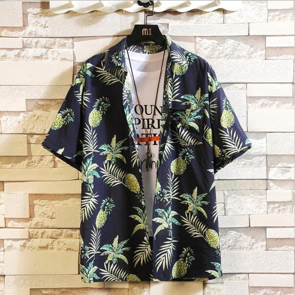 Print Brand Summer Hot Sell Men's Beach Shirt Fashion Short Sleeve Floral Loose Casual Shirts