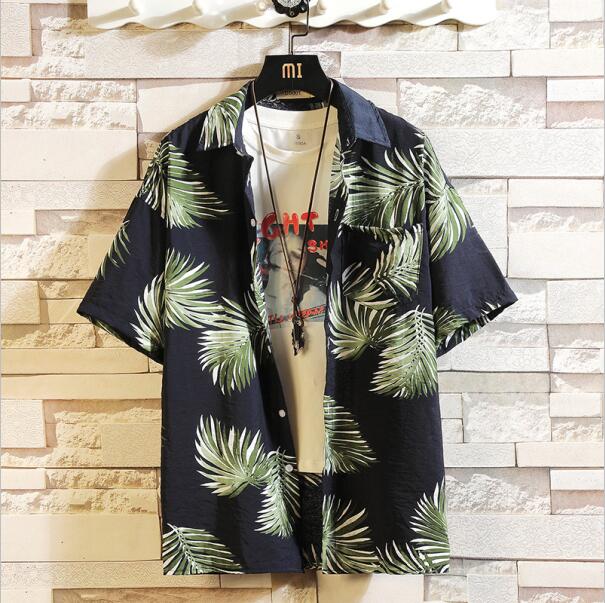 Print Brand Summer Hot Sell Men's Beach Shirt Fashion Short Sleeve Floral Loose Casual Shirts