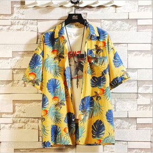 Print Brand Summer Hot Sell Men's Beach Shirt Fashion Short Sleeve Floral Loose Casual Shirts