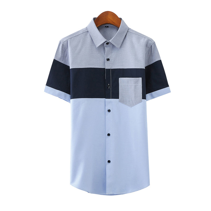 New Summer Casual Shirt Men Fashion Patchwork Color Men Shirt