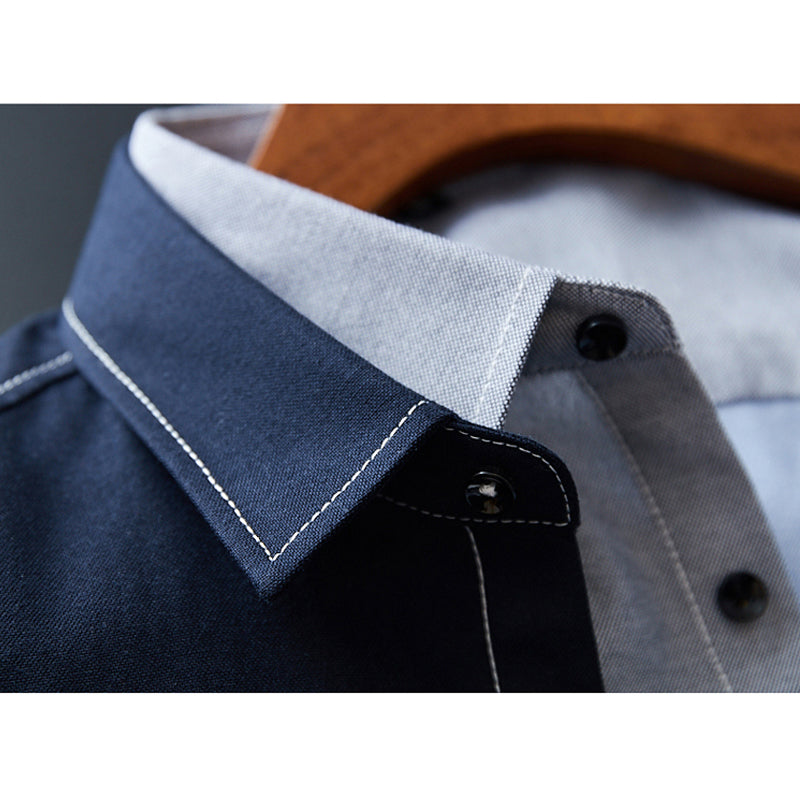 New Summer Casual Shirt Men Fashion Patchwork Color Men Shirt