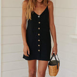 Summer Casual Daily College Style Women Casual Button Casual V-neck Sling