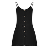 Summer Casual Daily College Style Women Casual Button Casual V-neck Sling