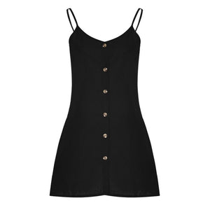 Summer Casual Daily College Style Women Casual Button Casual V-neck Sling