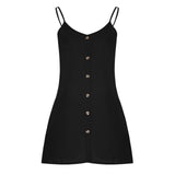 Summer Casual Daily College Style Women Casual Button Casual V-neck Sling