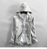 Mens Cotton Linen Hooded Shirts Long Sleeve Men High Quality Summer