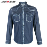 Jack Jones Spring Autumn Men Casual Shirt Cotton Long Sleeve denim Shirt
